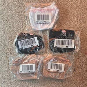 NWT Victoria's Secret xs g-string Collection of 5 pair in Black, White, and Tan